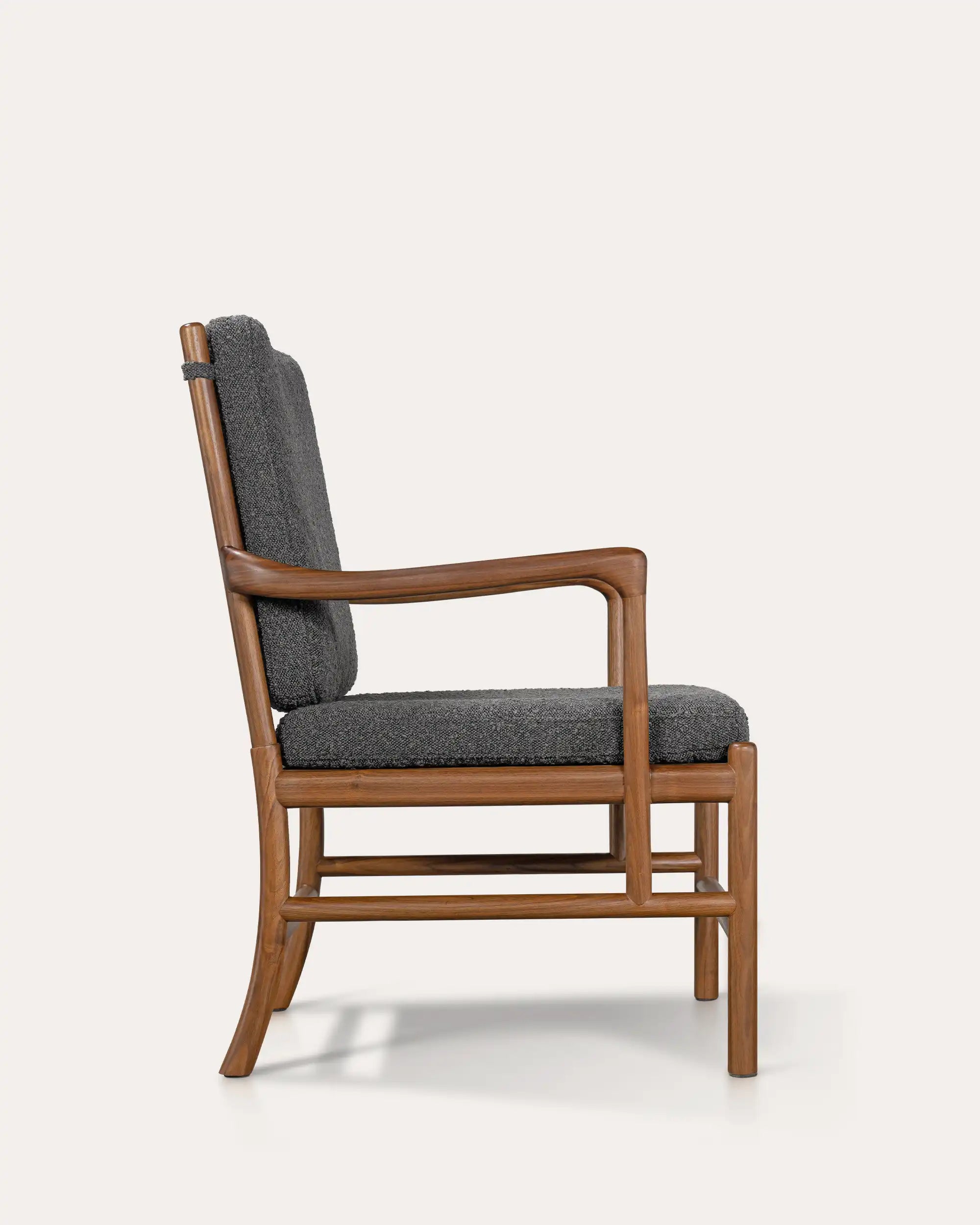 Boucle Colonial Chair With Solid Wood Frame